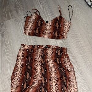 Windsor Brown Tan Snake Print Swim Coverup Set